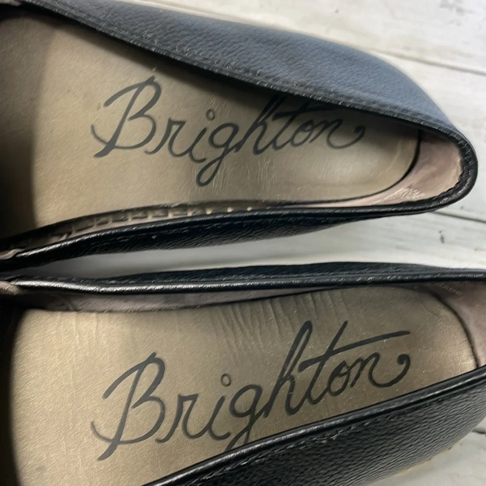 Brighton Black Leather Silver Studded Jett Espadrilles